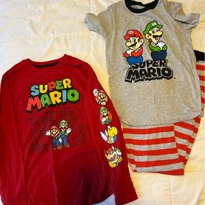 Nintendo Super Marion Big Boys Cotton Long Sleeve Tee & Carters Pajamas